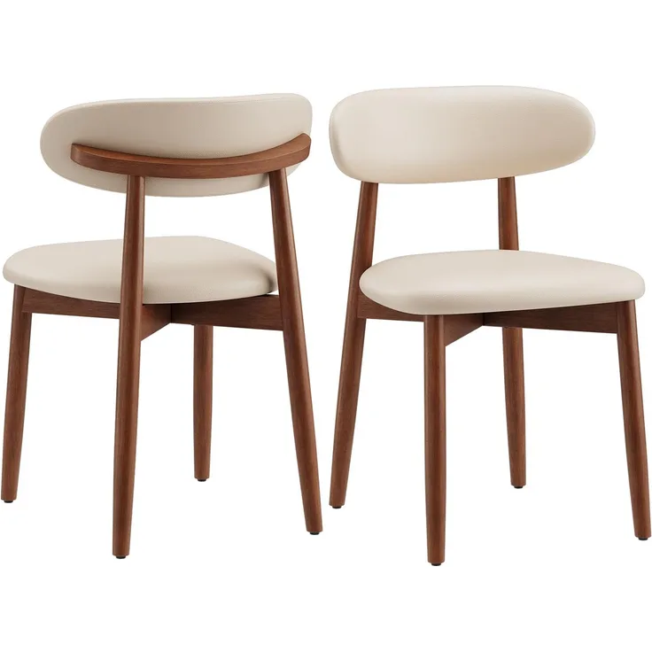 COLAMY Stühle Esszimmer 2er Set, Esszimmerstuhle Küchenstühle Hochdichter Schaumstoff, Atmungsaktives PU-Leder, Gepolsterte Sitzfläche, Sitzstuhl für Küche Wohnzimmer Haushalt & Café, Weiß