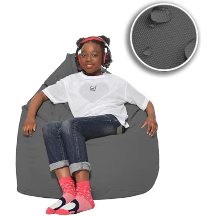 HomeIdeal - Sitzsack XXL Bodenkissen für Erwachsene & Kinder - Geeignet für Gaming oder Entspannen - Indoor wie Outdoor da er Wasserfest ist - mit EPS Perlen (Anthrazit, XL) – Bild 6