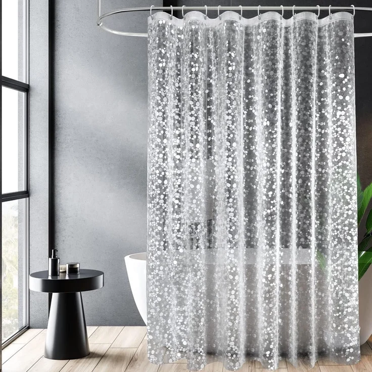 Duschvorhang 180x210cm Eva Transparent Antibakteriell inkl. Ringe & Magnet – Bild 1