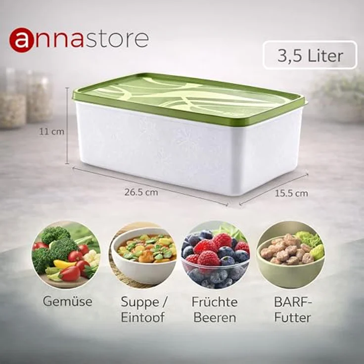 Annastore Vorratsdose Hochwertige Tiefkühldosen - Gefrierdosen - Tiefkühlboxen, von -20°C bis + 100°C - Gefrierboxen Luftdicht – Bild 3