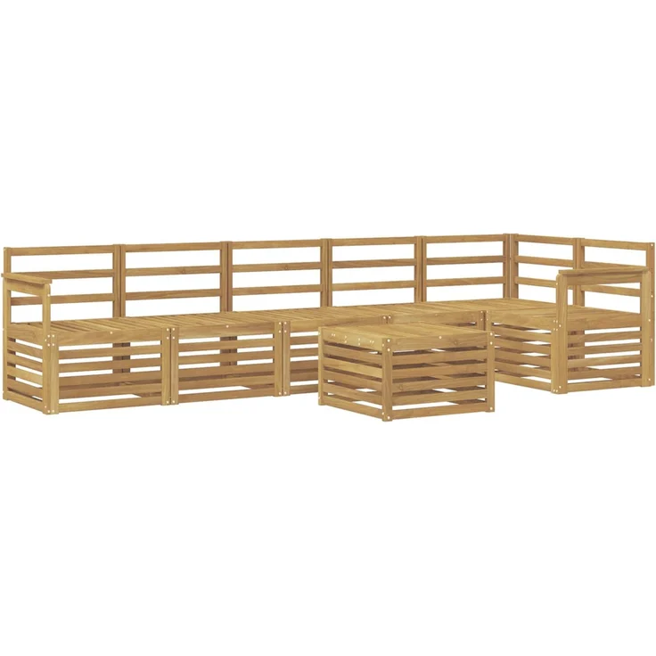 vidaXL Outdoor-Sofagarnitur 7 stk. 6-Sitzer Weiß Massivholz Akazie 3391939 – Bild 2