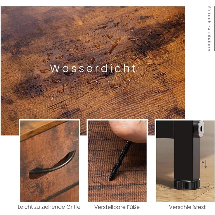 Sweetcrispy Kommode,Sideboard Wohnzimmer für Schlafzimmer mit 8 Stoffschubladen,Einstellbare Füße Schubladenschrank,Komodenschrank für Schlafzimmer,Modernes Braun – Bild 6