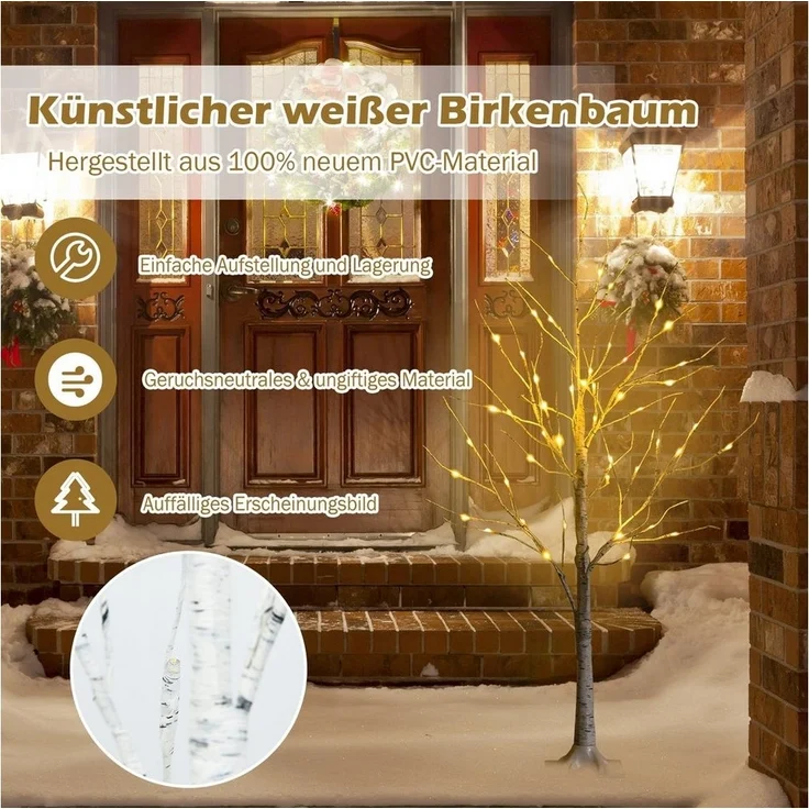COSTWAY Künstlicher Weihnachtsbaum, 120 cm, mit 48 warmweißen LED-Leuchten – Bild 3