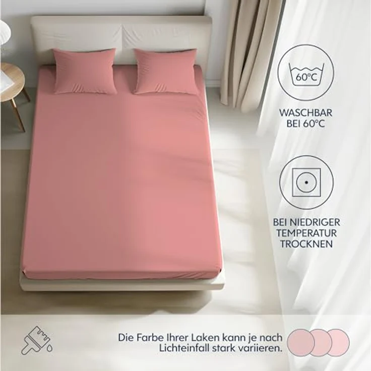 Dreamzie Premium Spannbettlaken 80x160 cm, Bettlaken 100% Jersey Baumwolle, Spannbetttuch für Dicke Matratzen bis zu 12 cm, 150 g/m², Oeko-TEX Zertifiziert - Rosa – Bild 6