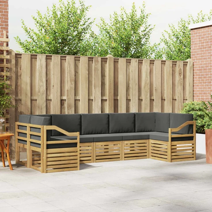 vidaXL Outdoor-Sofagarnitur 7 stk. 7-Sitzer Weiß und Anthrazit 3392452 – Bild 1