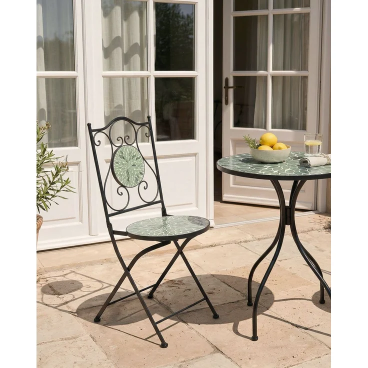 Gartenstuhl 2er Set CIVATE Metall Schwarz – Bild 3