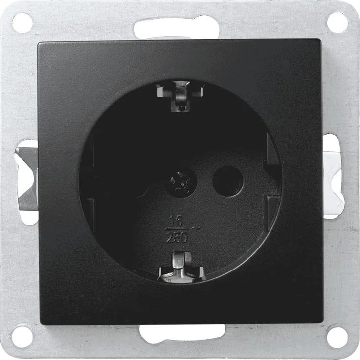 Schutzkontakt-Steckdose McPower ''Flair'' 250V~/16A, UP Einsteckschutz, matt schwarz – Bild 1
