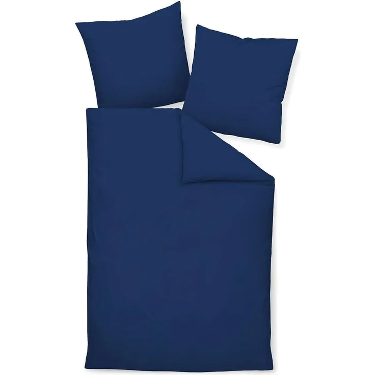 Janine 'Colors' Bettwäsche, Mako-Satin, Baumwolle, 2-tlg., Blau, 155x220 / 80x80 cm