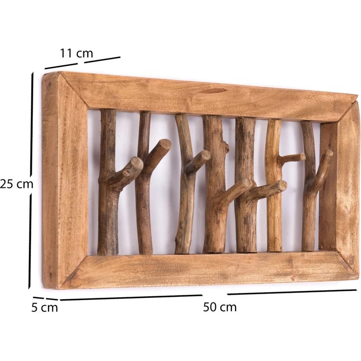 Wandgarderobe Leonor 50 Mahagoni Massivholz, 7 Haken naturfarben – Bild 8