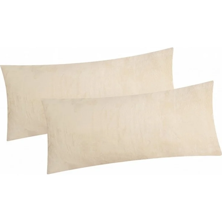 Heubergshop Kissenbezug, (2 Stück), 2er Set Fleece 40x80cm Winter - Ecru - flauschig weich Kissenhülle – Bild 2