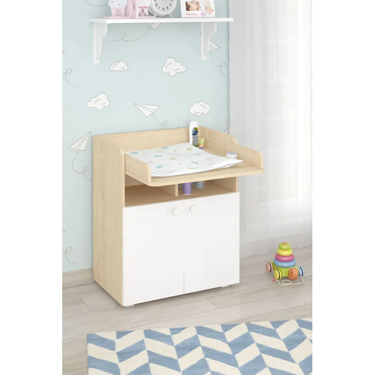 Shefa Kids Wickelkommode 700 Basic - Weiß/Natur - 70 cm Breite - Abnehmbarer Aufsatz – Bild 6