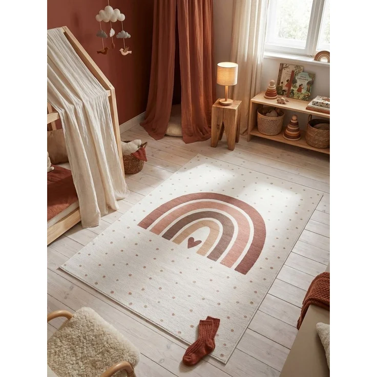KADIMA DESIGN Kinderteppich TINO Kinderteppich Waschbar Kinderzimmer Schadstoffgeprüft, Läufer, Höhe: 10 mm, Creme, 80x150 cm, Kinderteppich Waschbar Spielteppich – Bild 2
