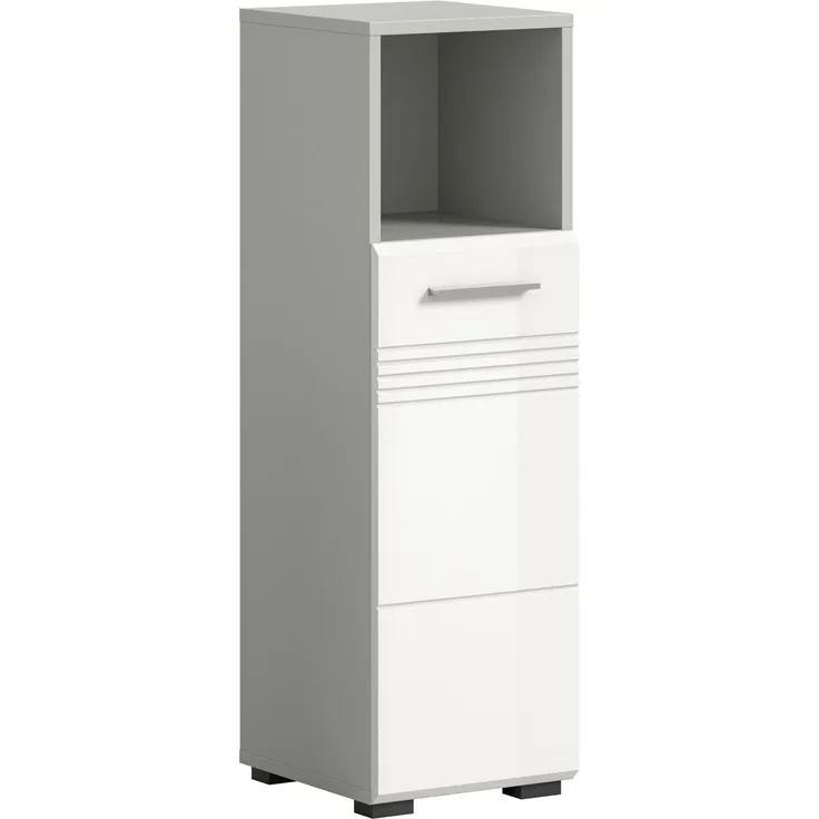 Badschrank Copa - Weiß Hochglanz / Hellgrau
