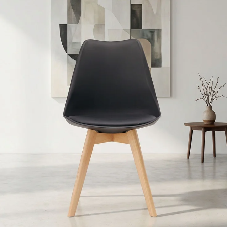 Küchenstuhl Schwarz Set 2 Stühle Esszimmer Holz modern Kunststoff Esszimmerstühle Schalenstuhl Holzstühle – Bild 7