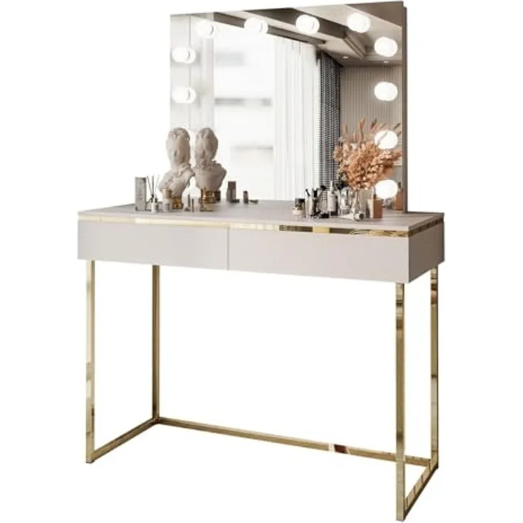 Lookway Schminktisch AURORA GOLD ELITE Kaschmir mit Spiegel