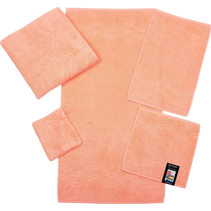 ROSS Waschhandschuh Cashmere feeling, Frottier (6-St), mit Wellen-Bordüre