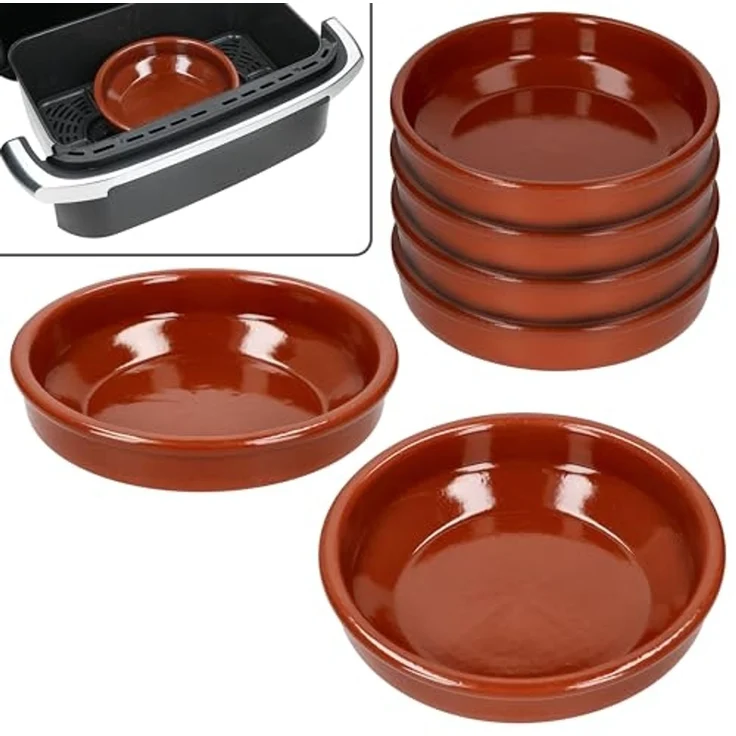 MamboCat Auflaufform MamboCat 6er Set Airfryer Tonschalen rund Ø20cm 700ml Cazuela Tapas, Ton – Bild 1
