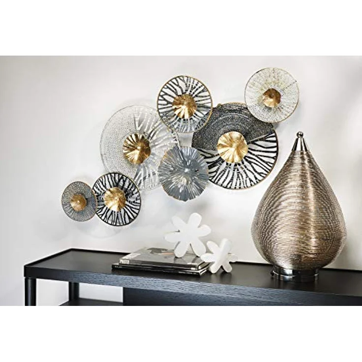 Kobolo 3D-Wandbild ROOTS, Wanddeko Metallbild in Anthrazit-Silber-Gold, ca. 105x50 cm, handgefertigt mit Vintage- und Used Look – Bild 2