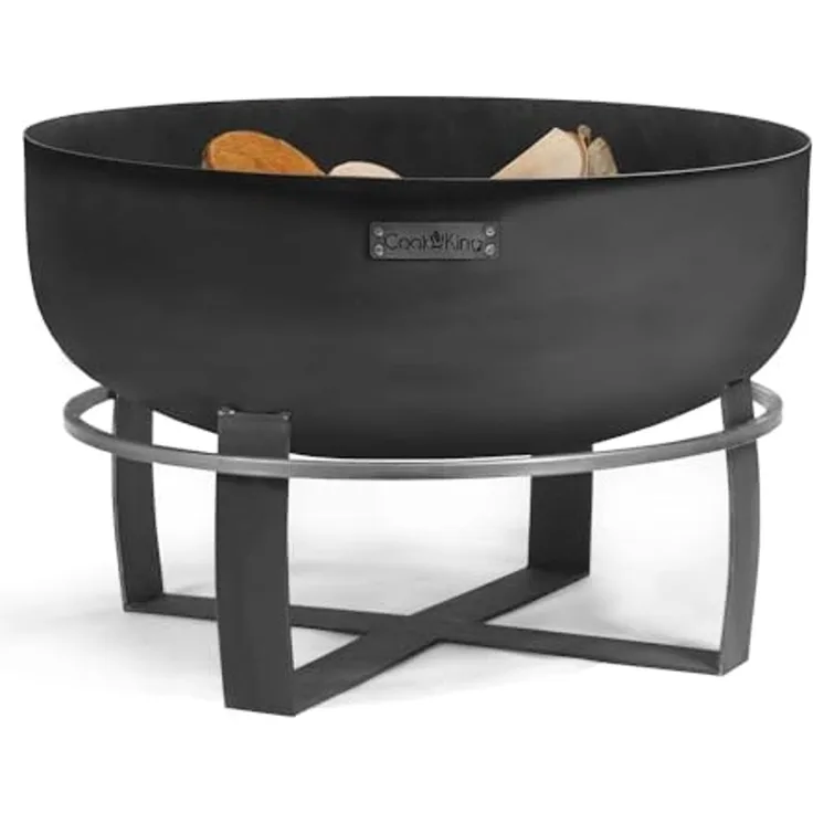 Feuerschale XXL Porto 80 x 57 x 80 cm Naturstahl Schwarz