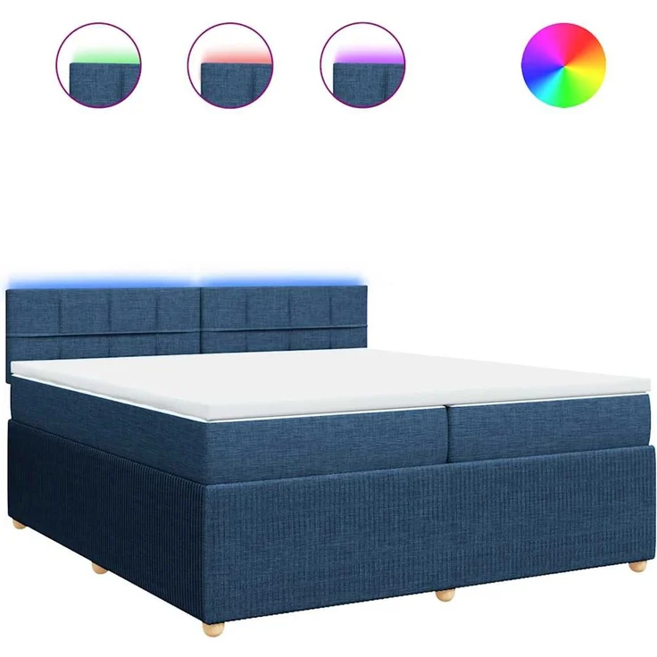 vidaXL Boxspringbett mit Matratze Blau 200x200 cm Stoff 3289869 – Bild 2