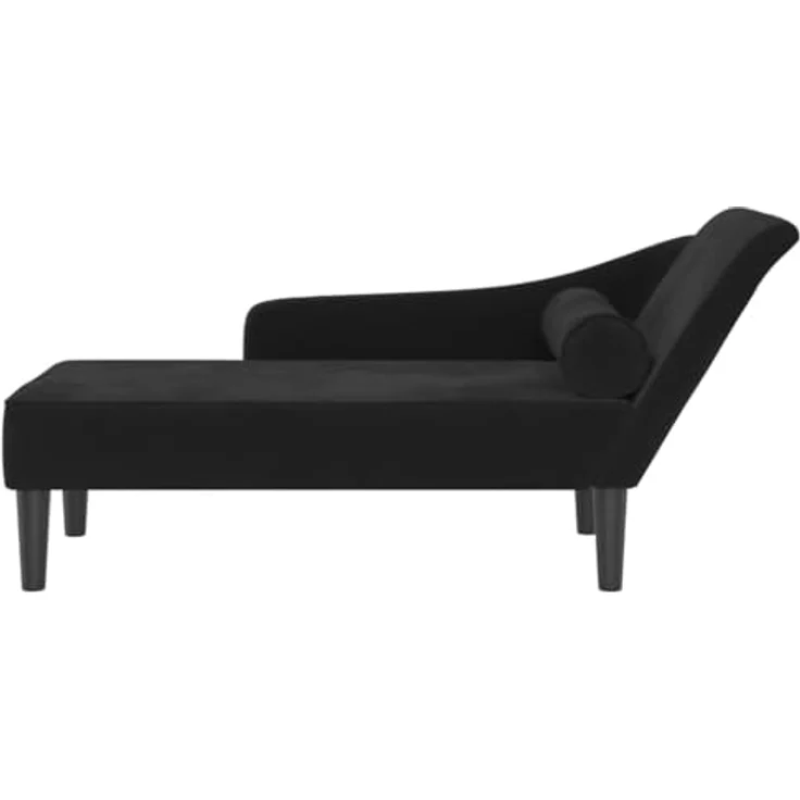 vidaXL Chaiselongue mit Kissen Schwarz Samt – Bild 6