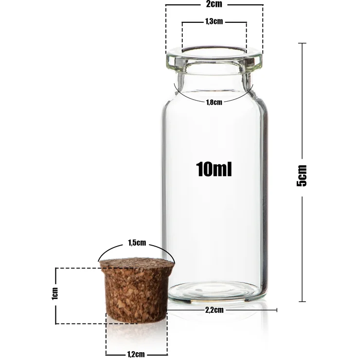 BigDean 80 Stück 10 ml Glasfläschchen mit Korken ca. 5x2cm - Ideal für Gewürze, Öl, Sand, Perlen, Pfeffer, Thymian - Super Geschenkidee & Dekoration - Robust & wiederverwendbar – Bild 8