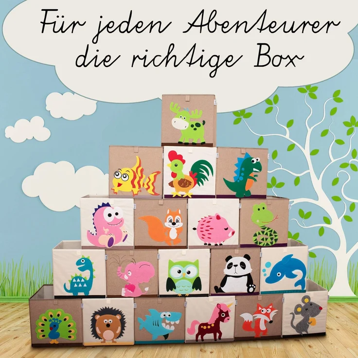 LIFENEY Aufbewahrungsbox Kinder mit Eule Motiv I Spielzeugbox mit Tiermotiv passend für Würfelregale I Ordnungsbox für das Kinderzimmer I Aufbewahrungskorb Kinder – Bild 6