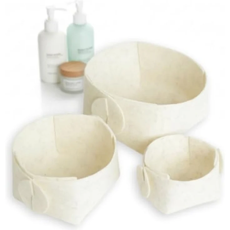 Libaro Badorganizer Aufbewahrungsbox stapelbar Ordnungsboxen Aufbewahrungskorb Stoff beige (3er-Set), Aufbewahrung Deko Ordnungsboxen Aufbewahrungskorb Filz – Bild 1