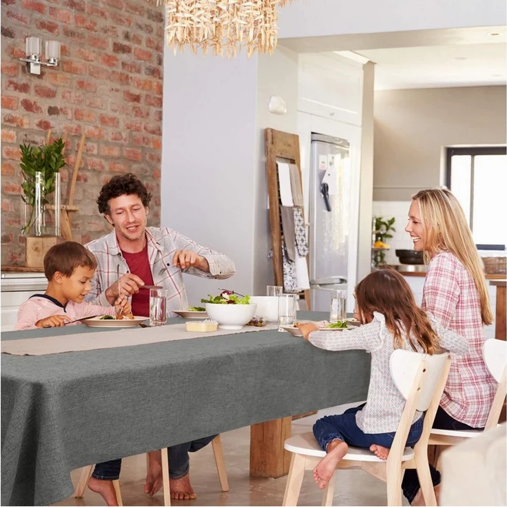 Deconovo Tischdecke Leinenoptik Tischwäsche Wasserabweisend Tischtuch Abwischbar (1er Set, pflegeleichte Tischdecken rechteckige Table Cloth), Lotuseffekt – Bild 2