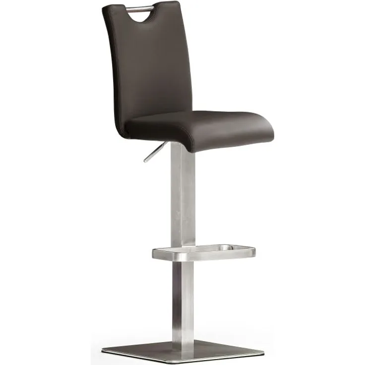 Barstuhl 'Bardo III' - Leder Braun - Edelstahl