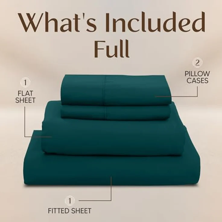 Utopia Bedding Bettwäscheset, 4-teilig, gebürstete Mikrofaser, schrumpft und lichtbeständig, pflegeleicht (Voll, Aquamarin) – Bild 3