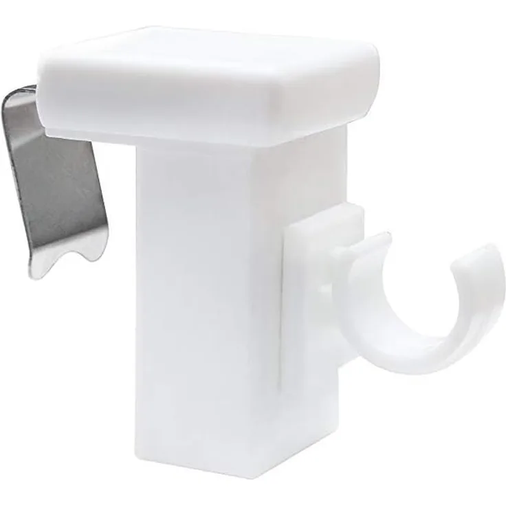 dekondo Klemmhalter für Gardinenstangen Fensterhaken/Dekohaken zum Einlegen von Gardinenstangen, weiß, für einen Klemmbereich (Rahmenstärke des Fensters/Fensterdicke) von 10-27 mm, (4-St), oben oder seitlich am Fenster zu befestigen