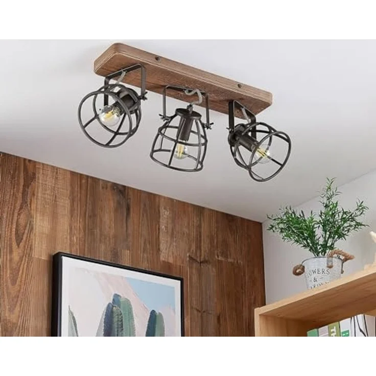 Lindby Deckenleuchten Rutger, Holz IP20, 3 x 25 W – Bild 4