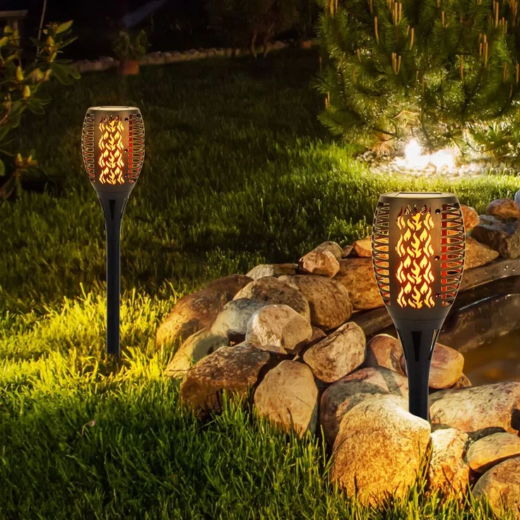 2x LED Solarlampe, Feuer-Effekt, Garten Fackel Höhe 58 cm – Bild 8