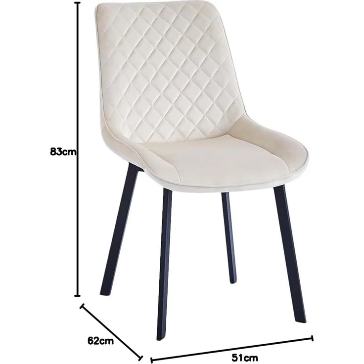 Shally Dogan Set mit 4 Stühlen für Esszimmer, Haus, Büro, Wohnzimmer, Wartezimmer, ergonomischer Stuhl mit Samtbezug und schwarzen Füßen, Sessel modernes Design, bequem mit robuster Struktur (Beige) – Bild 2