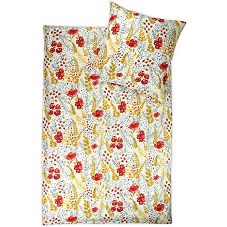 jilda-tex Bettwäsche Kyoto Autumn, Renforcé (Bio-Baumwolle), 2 teilig, mit schönem floralem Muster
