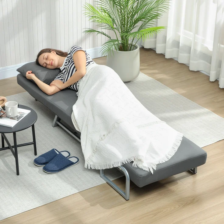 HOMCOM Schlafsessel, Polyester, Metall, Dunkelgrau, 78 x 73 x 81 cm – Bild 8