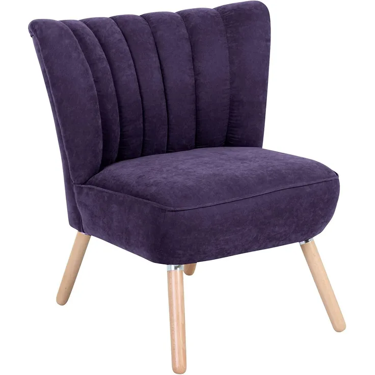Sessel Kadisha Bezug Velourstoff Buche natur / violett 21141
