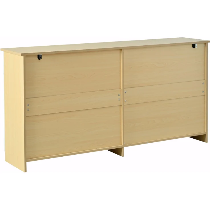 DESVIAE Sideboard mit 4 Schubladen und 4 Türen 160x80x35 cm MDF Weiß/Naturholzfarbe – Bild 9