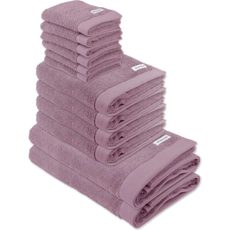 TOM TAILOR Handtuch Set, 12-tlg. - Color Bath, 2x Duschtuch, 4x Handtuch, 6x Gästetuch Mauve Set