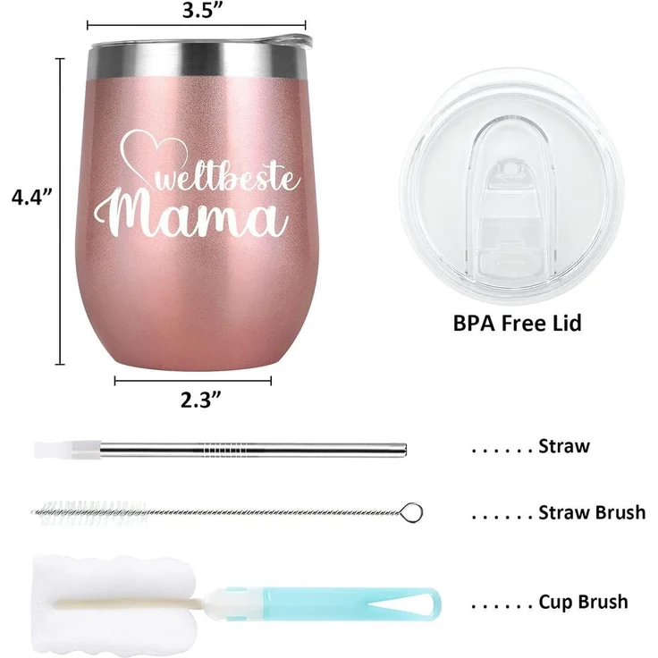 Livole Geschenk für Mama - Weltbeste Mama Thermobecher 350ml mit Strohhalm – Bild 7