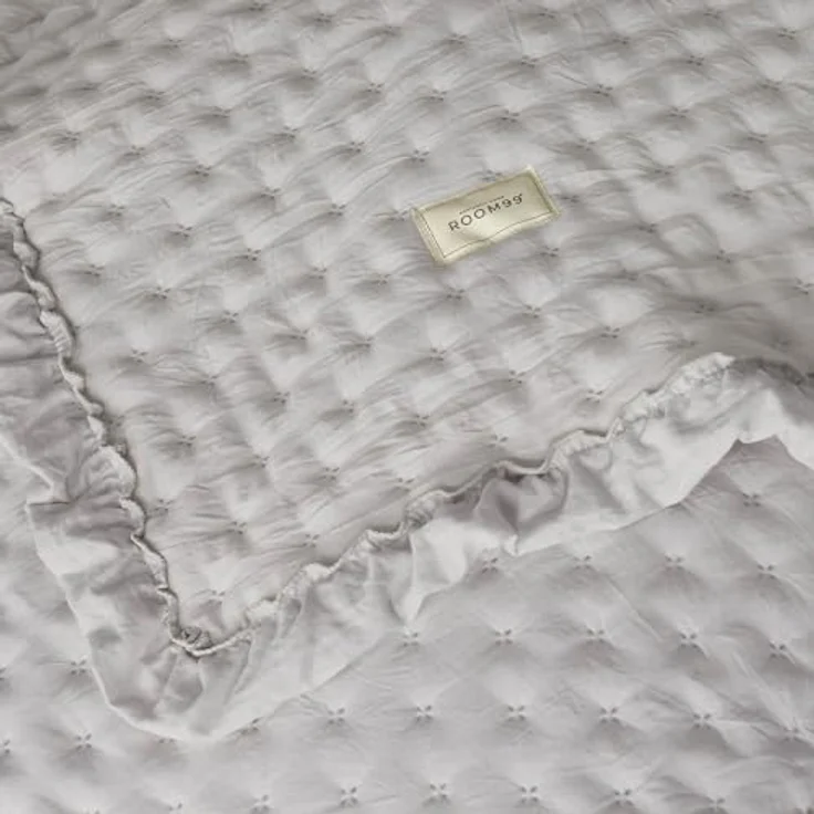 ROOM99 Molly Elegante Tagesdecke in Hellgrau 240x260 cm Vielseitige Wohndecke als Bettüberwurf oder Sofaüberwurf Überwurfdecke für Bett und Sofa Steppdecke Stil Ideal als Bedspread – Bild 3
