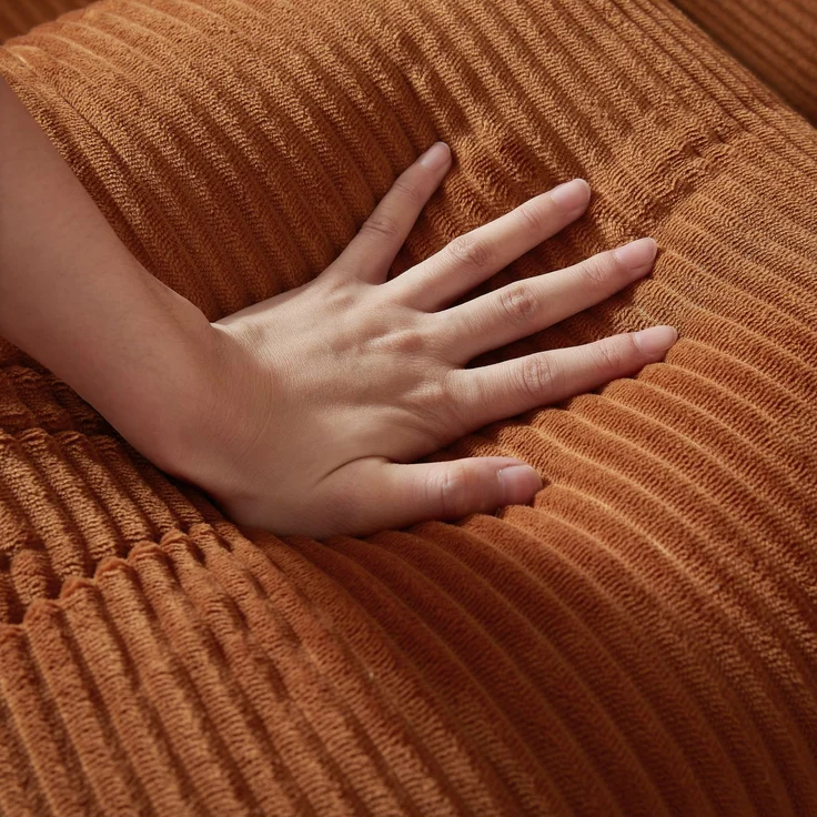Sofa in Terracotta, wandelbar zum Schlafsofa, Veloursbezug, Kaltschaum, stabile Konstruktion,59x195x89 cm – Bild 8