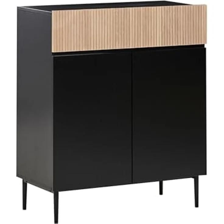 Sideboard mit 2 Türen BLYTHE Naturfarbene Esche Schwarz