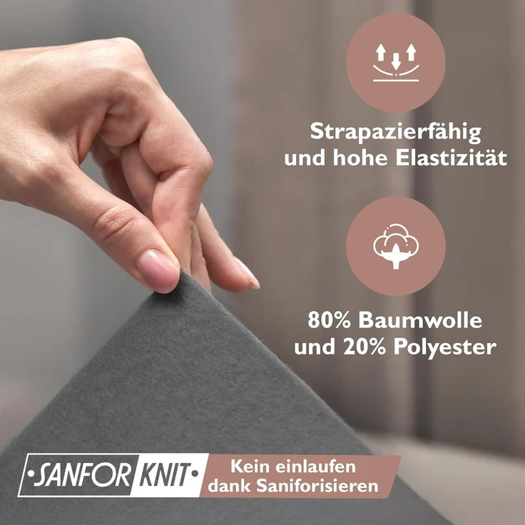 leevitex® Spannbettlaken für kalte Nächte – angenehm weich, passgenau, farbstark & pflegeleicht, Gummizug: Rundum – Bild 4