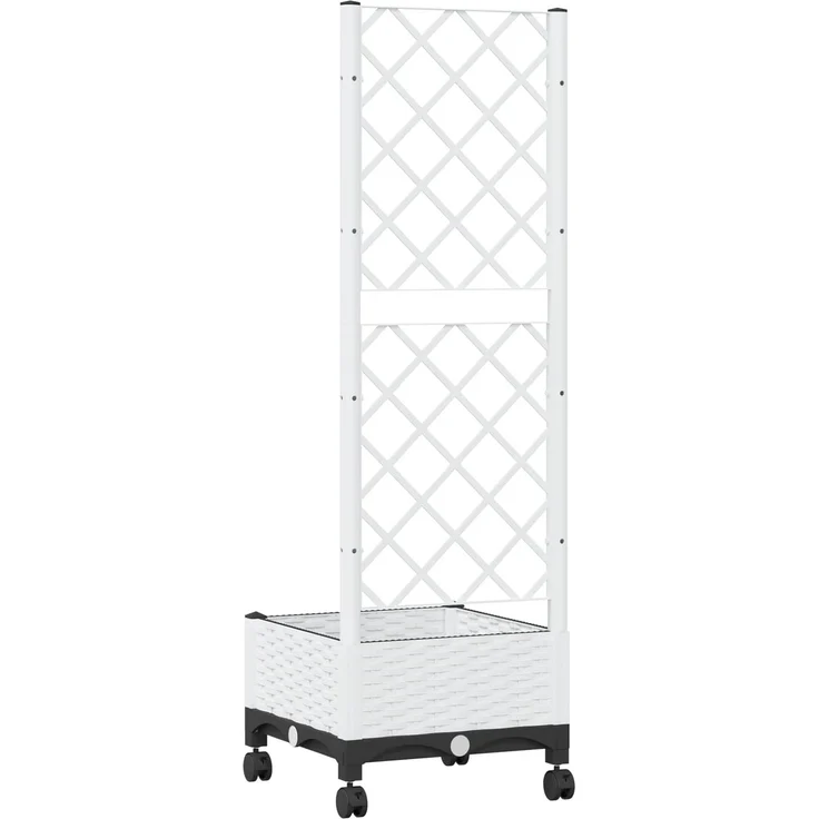 vidaXL Pflanzkübel mit Spalier und Rädern Weiß 40 x 40 x 131,5 cm PP 3422918 – Bild 5
