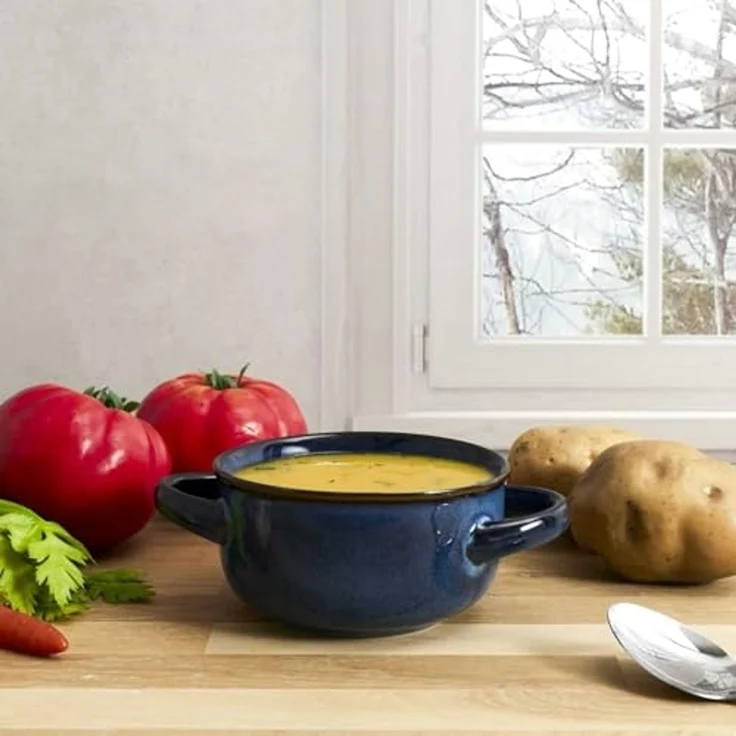 HOME DECO FACTORY, KA0429, Durable Stoneware Soup Bowl, Elegant and Timeless Design, Ideal for Soups, Salads and Desserts, Dishwasher Safe, Size: Large, Color: Blue – Bild 6