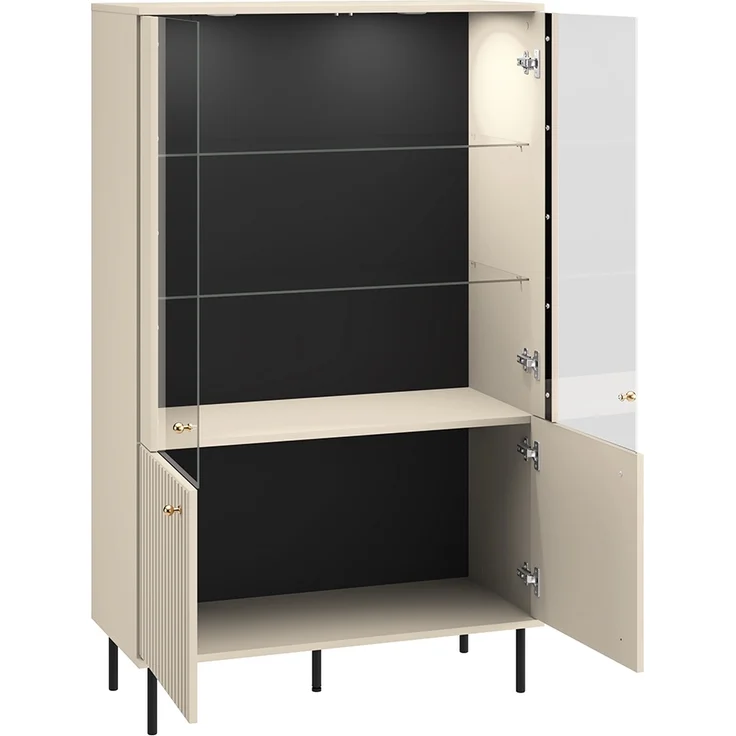 Lomadox 'Salou' Vitrinenschrank, Holz kaschmir matt, 151 x 40 x 92 cm – Bild 7