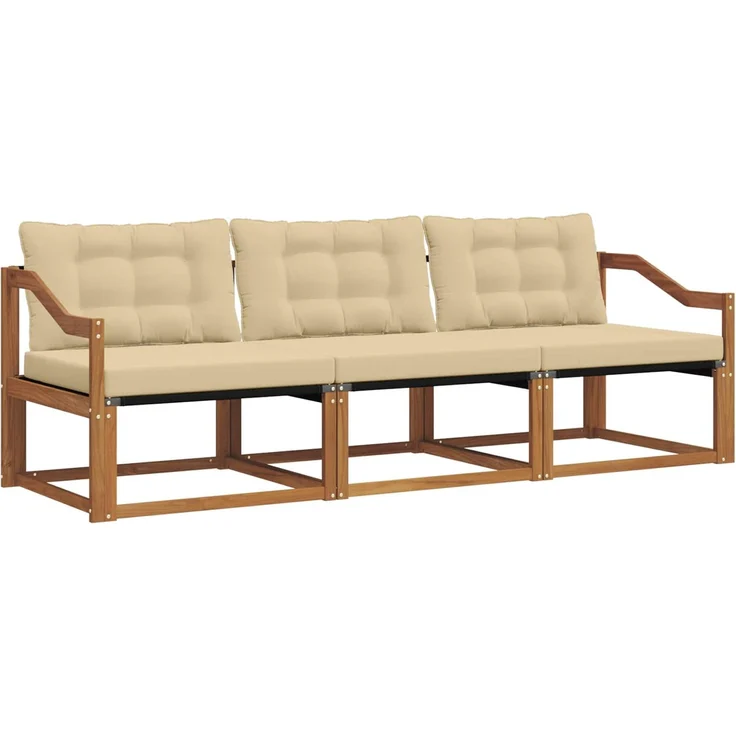 vidaXL Outdoor-Sofagarnitur 3 stk. 3-Sitzer Natur und Beige 3369156 – Bild 2
