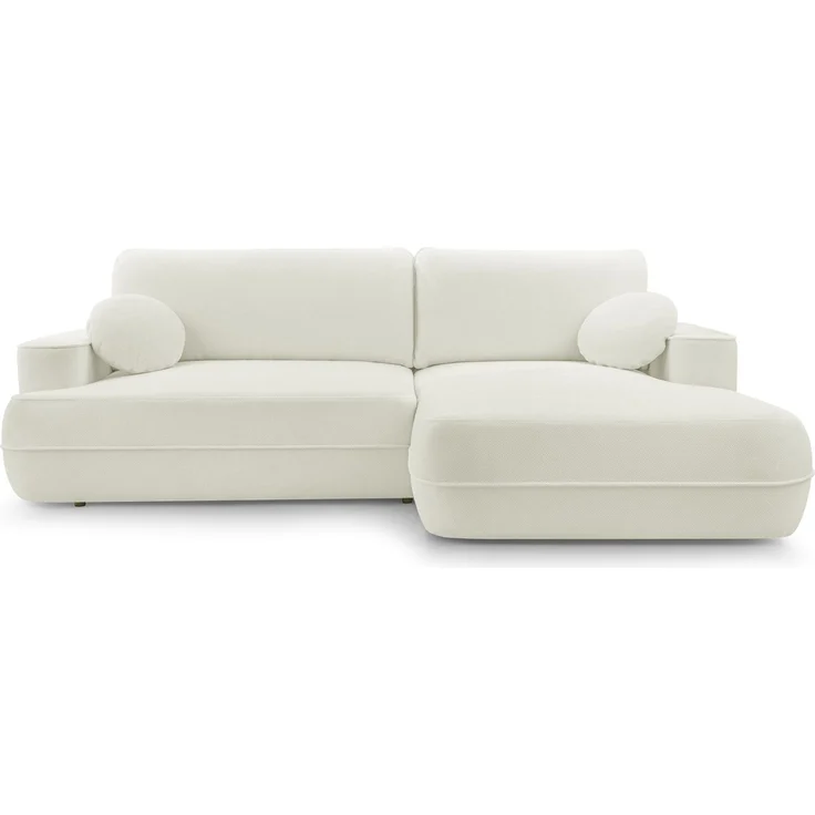 Selsey 'Fuerro' Ecksofa mit Schlaffunktion, Bettkasten, Ottomane rechts, Strukturstoff wasserabweisend, Weiß – Bild 1